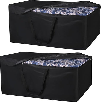 NettyPro Patio Cushion Storage Bags 2 Pack Water-Resistant Extra Large Bag for Outdoor Cushions Heavy Duty Patio Furniture Storage Bag 65 Inch, Black