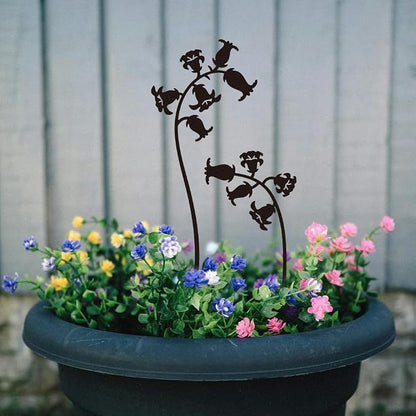 WADORN 2Pcs Bellflower Metal Decorative Garden Stakes, Black Bellflowers Silhouette Outdoor Statues Rustic Garden Ornament Gifts Yard Art Decoration Stake for Outdoor Backyard Lawn Walkways Flowerpot