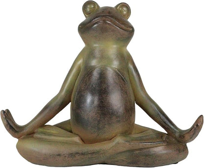 Ebros Gift Rustic Zen Meditation Contented Yoga Frog Garden Statue Meditating Buddha Frog Wisdom Koan Decorative Sculpture 14" Long