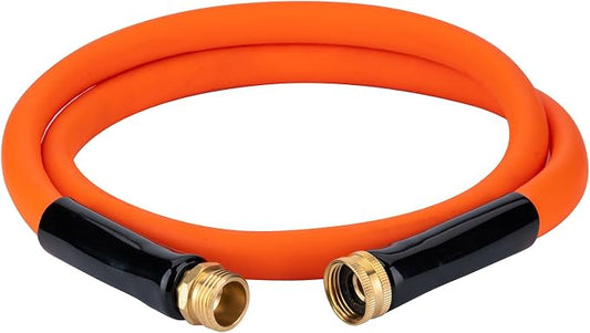 EASTRANS Short Garden Hose 3 ft x 5/8", Heavy Duty Orange Water Hose with 3/4" Solid Brass Connector, Flexible, Lightweight, Durable, Male to Female