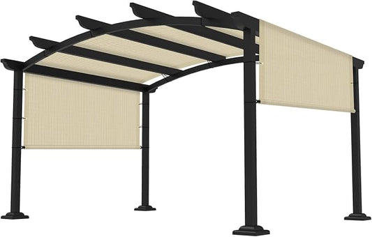 9' × 6' Pergola Shade Cover Universal Replacement Canopy Cover Outdoor Durable Fabric Sun Shade Cloth for Deck Patio Porch Backyard Gazebo with Grommets & Weighted Rods, Beige