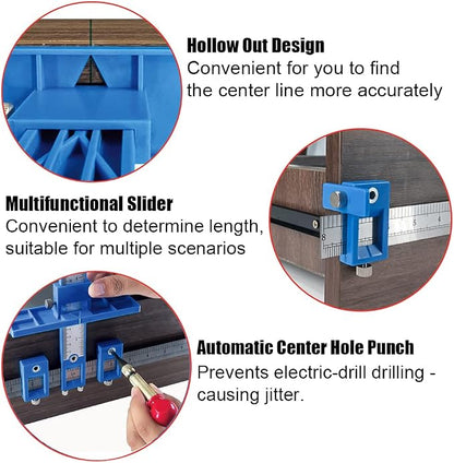 King&Charles Cabinet Hardware Jig, Cabinet Handle Jig with Automatic Center Punch, Avoid Jitter Caused by Direct Drilling. Use for Handles and Pulls on Drawers/Doors, Perfect Set.