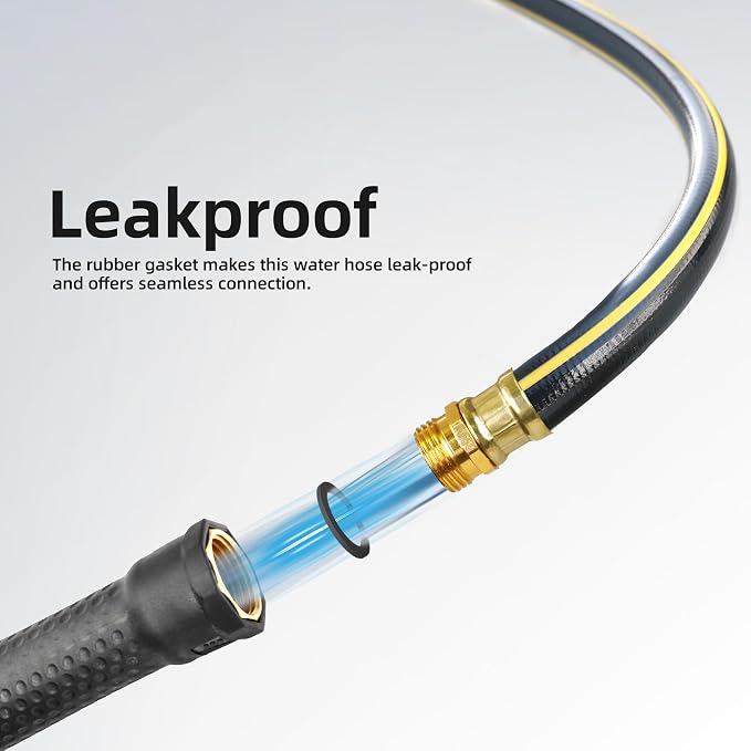 Solution4Patio Short Lead-in Garden Hose 5/8 in. x 3 ft. -Kink Free, No Leaking, Male/Female Fittings -Heavy Duty Durable Flexible Lightweight Water Pipe -Brass Aluminum Ends for Household & Yard Use