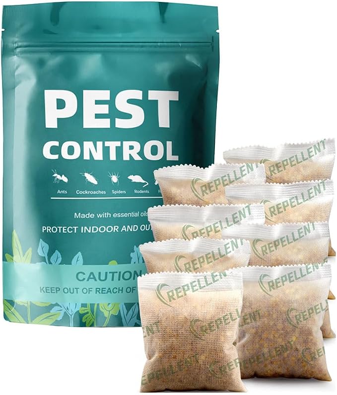 Pest Repellent, Rodent Repellent Indoor, Spider Repellent Indoor, Mouse Repellent Outdoor, Mice Repellent Indoor, Naturally Repel Rats, Mouse, Ants, Roach, Natural Ingredients-8 Packs