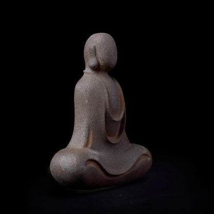 Faceless Buddha Statue - Solid Cast Iron Buddha Figurine, Indoor Outdoor Zen Decor for Spiritual Room Meditation