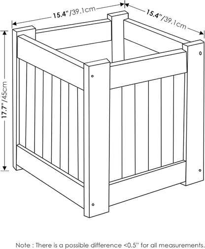 Furinno TIOMAN Planter Box Set of 2, Hardwood Flower Box, Cube Garden Box, in Teak Oil, Outdoor Indoor, Garden, Patio, Balcony, Light Wood