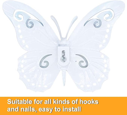 Metal Butterfly Outdoor Wall Decor- 6.5'' Double Wings Butterflies, Hanging Decorations for Fence Garden Yard Patio
