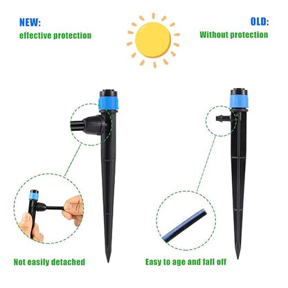 Drip Irrigation Emitters with Adjustable 360 Degree Water Flow Drippers Sprayer for 1/4 inch Tubing, Garden Drippers Sprayer Perfect for House Garden Watering System. (25pcs-Blue 360 Degree Sprayer)