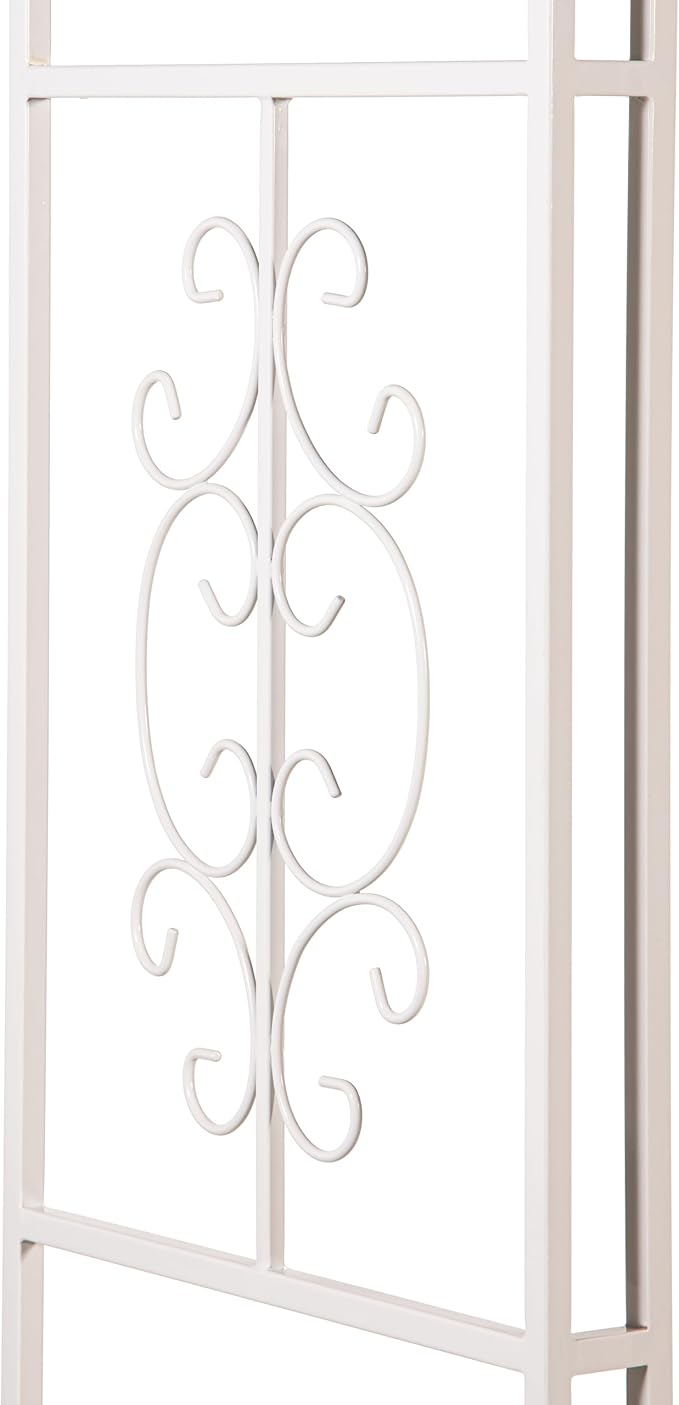 Plow & Hearth Arch Metal Outdoor Garden Arbor Montebello White, 7 Feet Tall, Iron Trellis Lattice for Climbing Plants, Wedding Arch, Outdoor Patio Décor