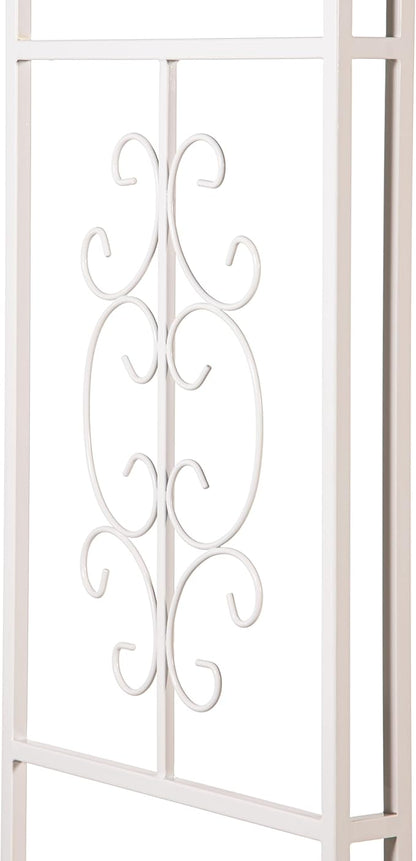 Plow & Hearth Arch Metal Outdoor Garden Arbor Montebello White, 7 Feet Tall, Iron Trellis Lattice for Climbing Plants, Wedding Arch, Outdoor Patio Décor
