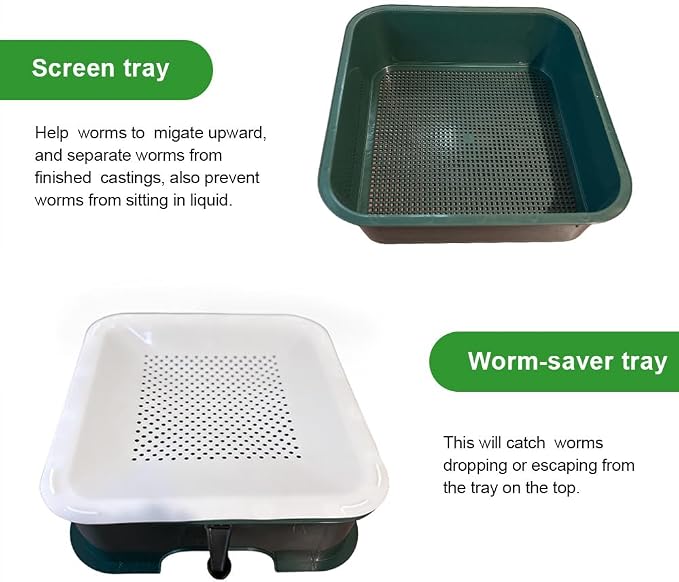 The Original VermiHut® Plus 5-Tray Worm Compost Bin – Indoor & Outdoor Vermicomposting System, Continuous Flow Food Waste Recycler for Organic Composting & Gardening - Dark Green
