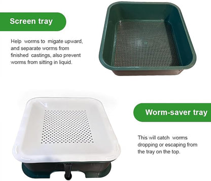 The Original VermiHut® Plus 5-Tray Worm Compost Bin – Indoor & Outdoor Vermicomposting System, Continuous Flow Food Waste Recycler for Organic Composting & Gardening - Dark Green