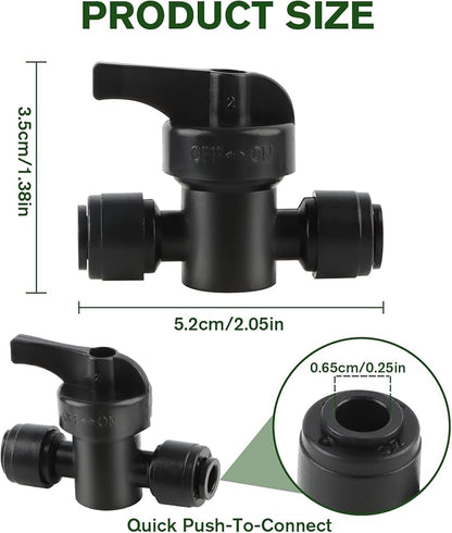Kalolary 10 Pack Quick Connect Drip Irrigation Valves, 1/4" Drip Irrigation Shut Off Valve Barbed Switch Valves Drip Line Parts for 1/4 Inch Drip Irrigation Tubing Garden Lawn Irrigation System