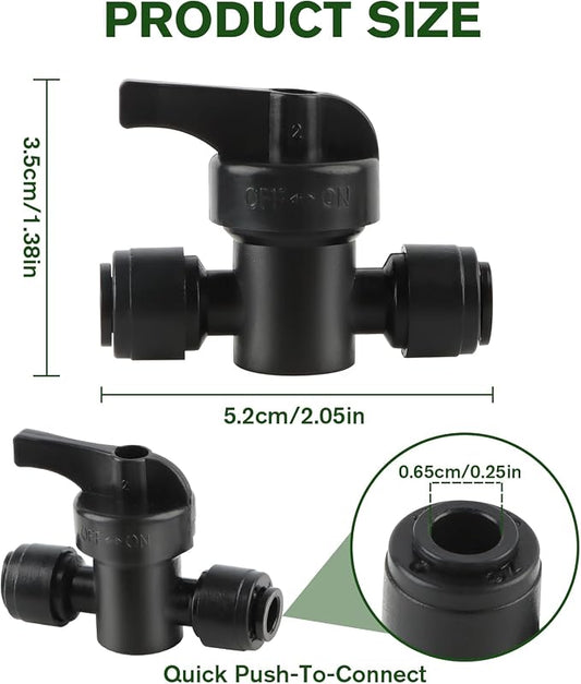 Kalolary 10 Pack Quick Connect Drip Irrigation Valves, 1/4" Drip Irrigation Shut Off Valve Barbed Switch Valves Drip Line Parts for 1/4 Inch Drip Irrigation Tubing Garden Lawn Irrigation System