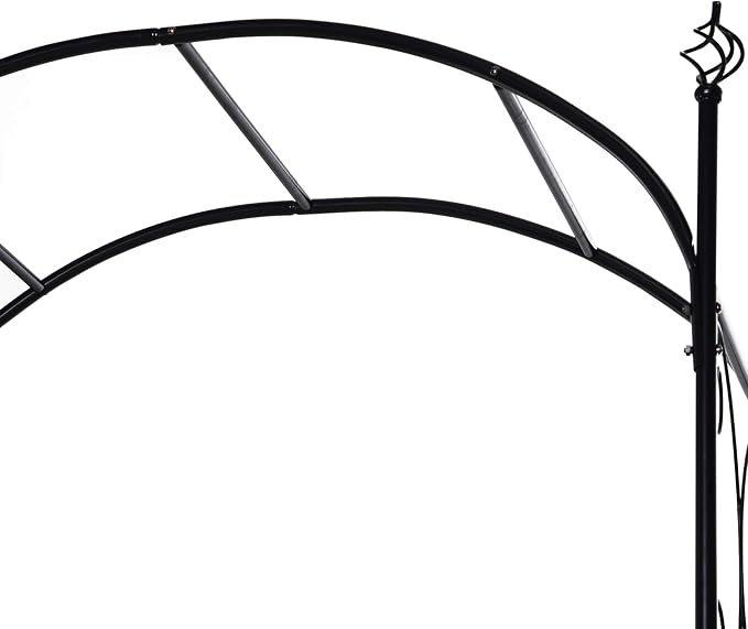 Outsunny 84" Garden Arch Arbor with Gate, Metal Arch Trellis, Garden Archway for Climbing Vines, Wedding Ceremony Decoration, Flourishes & Arrow Tips, Black