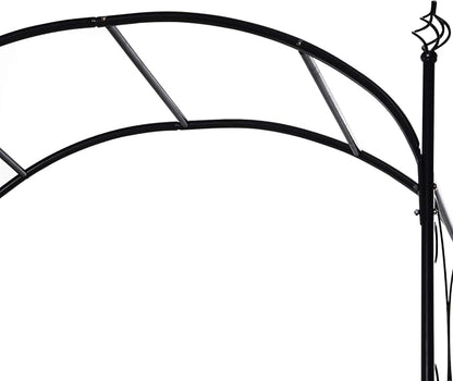 Outsunny 84" Garden Arch Arbor with Gate, Metal Arch Trellis, Garden Archway for Climbing Vines, Wedding Ceremony Decoration, Flourishes & Arrow Tips, Black
