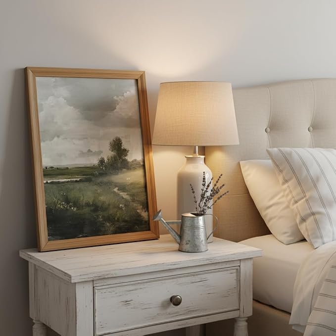 smvexyl Framed Landscape Wall Art, Neutral Nature Canvas Print, 8x10 | Neutral tree landscape art in wood frame for living room bedroom office or farmhouse wall decor