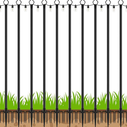 LETIANPAI 10Ft String Light Poles 2 Pack,Light Poles for Outside Lights,Outdoor with Fence Brackets Hanging Lights,Metal Stand Deck Patio Backyard