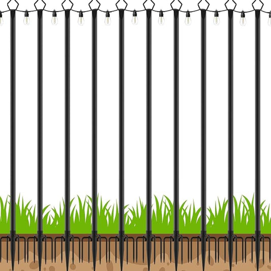 LETIANPAI 10Ft String Light Poles 2 Pack,Light Poles for Outside Lights,Outdoor with Fence Brackets Hanging Lights,Metal Stand Deck Patio Backyard