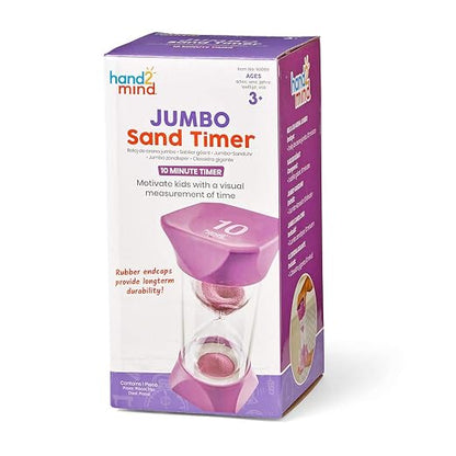 hand2mind Jumbo 10 Minute Sand Timer, Large Hourglass, Shower Timer for Kids, Sand Clock, Toddler Visual Countdown for Classroom, Game and Calm Down Corner Supplies (Set of 1)