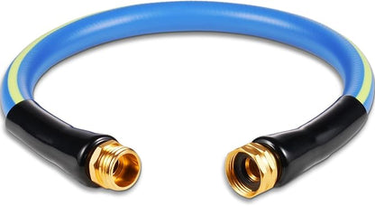 SheeChung Short Garden Hose 1FTx5/8",Leader Hose for Hose Reel Faucet,Short Water Hose Heavy Duty,Flexible RV Rubber Hose with Male to Female Fittings,Hose Extension,3/4"Brass Fittings