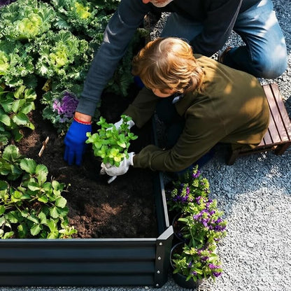 GrowHaus 8x4x1FT Galvanized Raised Garden Bed, Planter Boxes Outdoor Large Metal Garden Beds for Planting Vegetables Flowers Herbs Rectangle Dark Gray