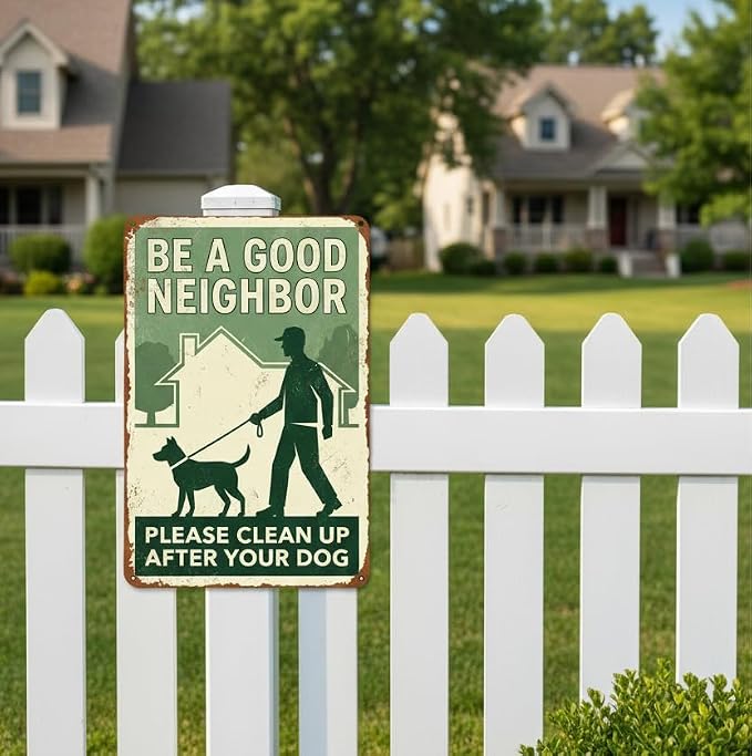 Garden Decor Dog Poop Sign Clean Up After Your Dog Yard Wall Art | Pet Owners • Lawn Walkway Display • Garden Theme • Neighborhood Reminder • UV Printed • 8x12 Inch