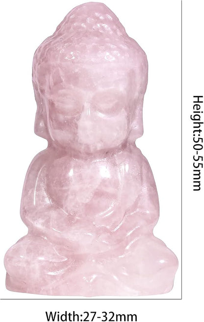 Rockcloud Pocket Stone Baby Buddha Crystal Statue for Home Decoration Zen Garden Spiritual Feng Shui Figurine, Rose Quartz