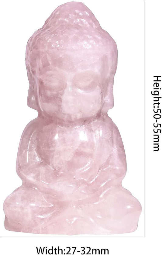 Rockcloud Pocket Stone Baby Buddha Crystal Statue for Home Decoration Zen Garden Spiritual Feng Shui Figurine, Rose Quartz