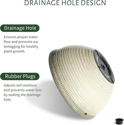 Vanslogreen 2 Pack Hanging Planters for Indoor Outdoor Plants, 10 Inch Hanging Planter with Drainage Hole & Plug Glazed Hanging Baskets Flower Pots for Garden Home (Off-White)