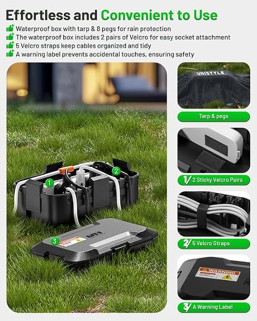 [2026 Upgrade] Outdoor Waterproof Electrical Box, (12.3 x 7.5 x 5.1 inch) with IP55 Waterproof Canvas, Weatherproof Extension Cord Cover, Protect Power Strip, Plug, Socket, Christmas Holiday Lights