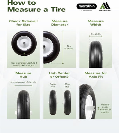 Marathon 92010-2PK Flat-Free 20" Tire and Wheel Assembly, Centered Hub, Ball Bearings, Heavy-Duty Plastic Spoked Wheel, Replacement for Rubbermaid Big Wheel and other Carts, Easy Install, 2 Pack