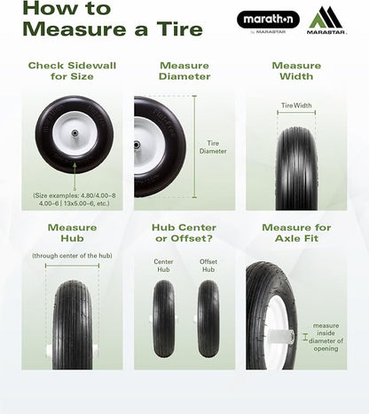 MARASTAR 00232-2PK Universal Fit Flat-Free 11x4.00-5 Tire and Wheel Assembly, Zero Turn Lawn Mower Replacement Tires, Smooth Tread, Adapter Kit included, 2 pack