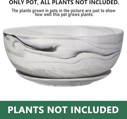 G EPGardening 10Inch Large Planter Marble Pattern Ceramic Succulent Planter Big Plant Pot Succulents Container Flower Pot Indoor Outdoor Decor (Plants Not Included)