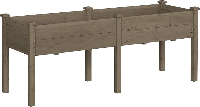 Yardenaler 72x23x30in Outdoor Raised Garden Bed with Legs, 2x6FT Elevated Wood Planted Box with Divider Panel & Drainage Hole, Ideal for Deep Rooted Vegetables, Flowers, Backyard and Patio, Brown