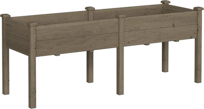 Yardenaler 72x23x30in Outdoor Raised Garden Bed with Legs, 2x6FT Elevated Wood Planted Box with Divider Panel & Drainage Hole, Ideal for Deep Rooted Vegetables, Flowers, Backyard and Patio, Brown