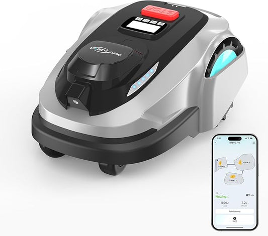 YARDCARE N1600 PRO Robot Lawn Mower, Wireless Design with RTK+Vision Navigation, 0.4 Acre Coverage, APP Smart Control Robot Lawn Mower, Multi-Zone Mowing, Curved Path, Adjustable Cutting Height