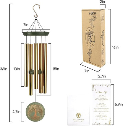 ASTARIN Wind Chimes for Outside,Outdoor Wind Chimes for Mother & Grandma - Large Garden Hanging Decor with Tree of Life Engraving, Perfect for Yard, Home, Christmas, Birthdays