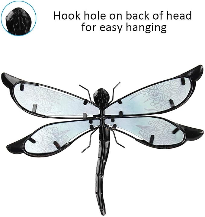 LIFFY Metal Dragonfly Wall Decor - Outdoor Garden Art for Patio, Living Room, Bedroom - Dragonfly Gifts (14inch, Metal & Glass)