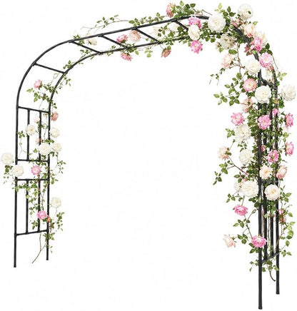 Garden Arch, 98.5’’x94.5’’ Arbor Trellis, Garden Arch Trellis for Climbing Plants Outdoor, Arbor for Flower, Climbing Vine Vegetable, Fruit and Lawn(Black)