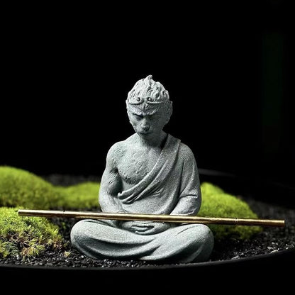 livelyfish Aquarium Sun Wukong Statue Monkey Kings Buddha Statues Zen Sandstone Figurines for Fish Tank Garden Aquarium Decor (A)