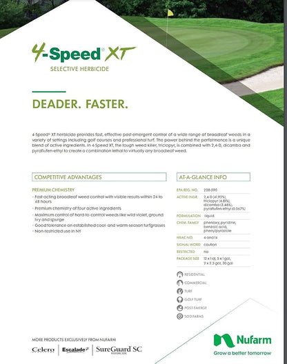 Nufarm 4-Speed XT Herbicide, Superior Broadleaf Weed Control, 32 oz