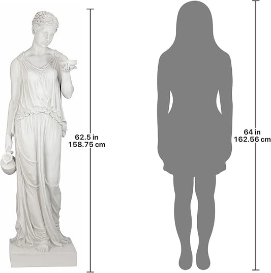 Design Toscano Hebe Greek Woman Patron of Youth Indoor/Outdoor Garden Statue, Estate Size, 62 inches tall, Cast Stone Resin, Antique Stone Finish