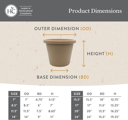 The HC Companies Classic Round Plastic Plant Pot w/Rolled Rim - Lightweight & UV Resistant Flower Pot for Herbs & More - Outdoor & Indoor Plant Pots w/Drainage (8.5 inch Sandstone, Pack of 1)