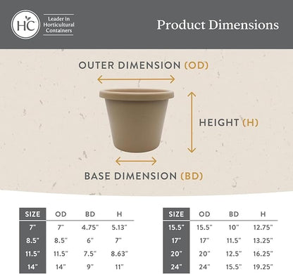 The HC Companies 17 Inch Classic Round Planter Pots with Drainage, Rolled Rim Plastic Planters for Indoor & Outdoor Plants, 2-Pack Decorative Flower Pots for Garden, Office & Home Decor, Clay