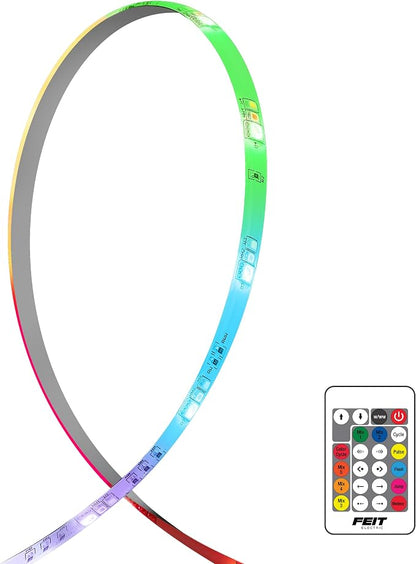 Feit Electric 10ft Chasing & Tunable White LED Tape Light, Dimmable, RGB Colors, Cut-to-Fit, Linkable up to 40ft, Slim 0.4in Width, Indoor/Outdoor Plug-In Light Strip, Remote Controlled, TAPE120/CHASE
