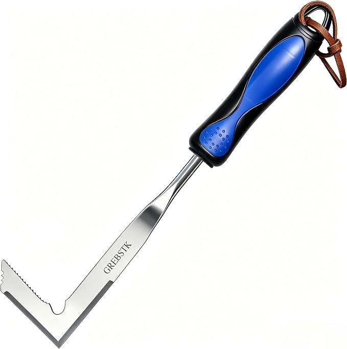 GREBSTK Crack Weeder Crevice Weeding Stainless Steel Sharp Lightweight Tool | Razor-Sharp Rust-Resistant L-Shaped Blade, Comfortable Non-Slip Handle, for Patio Cracks, Driveway Gaps, Walkway Edging