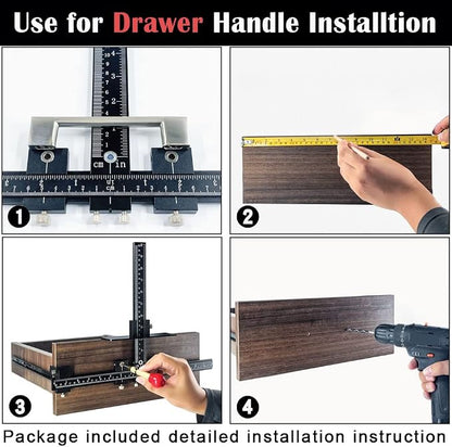 King&Charles Cabinet Hardware Jig, Aluminum Alloy Cabinet Handle Jig with Automatic Center Punch, Avoid Jitter Caused by Direct Drilling, Use for Handles and Pulls on Drawers/Doors.