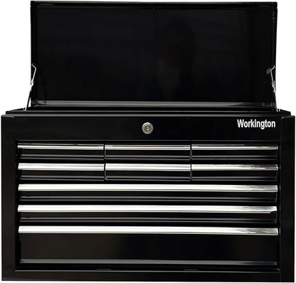 Workington Portable Metal Tool Chest with 9 Drawers, 24" 9-Drawer Tool Chest Cabinet with Ball Bearing Drawer Slides, Steel Tool Storage Box Organizer 4006 Black