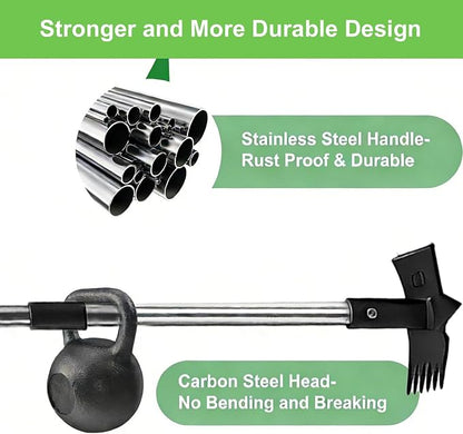 Weed Puller Tool 3 in 1 Garden Hoe & Rake, Heavy Duty Weeding Tool with Stainless Steel Long Handle, Weeder Remover Tool for Garden Yard Lawn Patio Farm, Digging, Edging